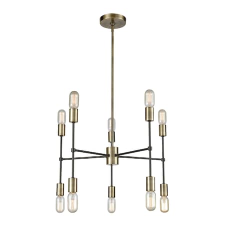 Up Down Century 24'' Wide 10-Light Chandelier, Antique Brass